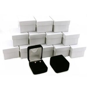 Lot of 12 Hinged Velvet Earring Jewelry Gift Boxes 1 7⁄8 x 2 1⁄8 x 1 1⁄2" New